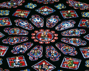 Verherrlichung der Jungfrau Maria, nördliches Rosettenfenster, ca. 1223 (Buntglas) (Detail)